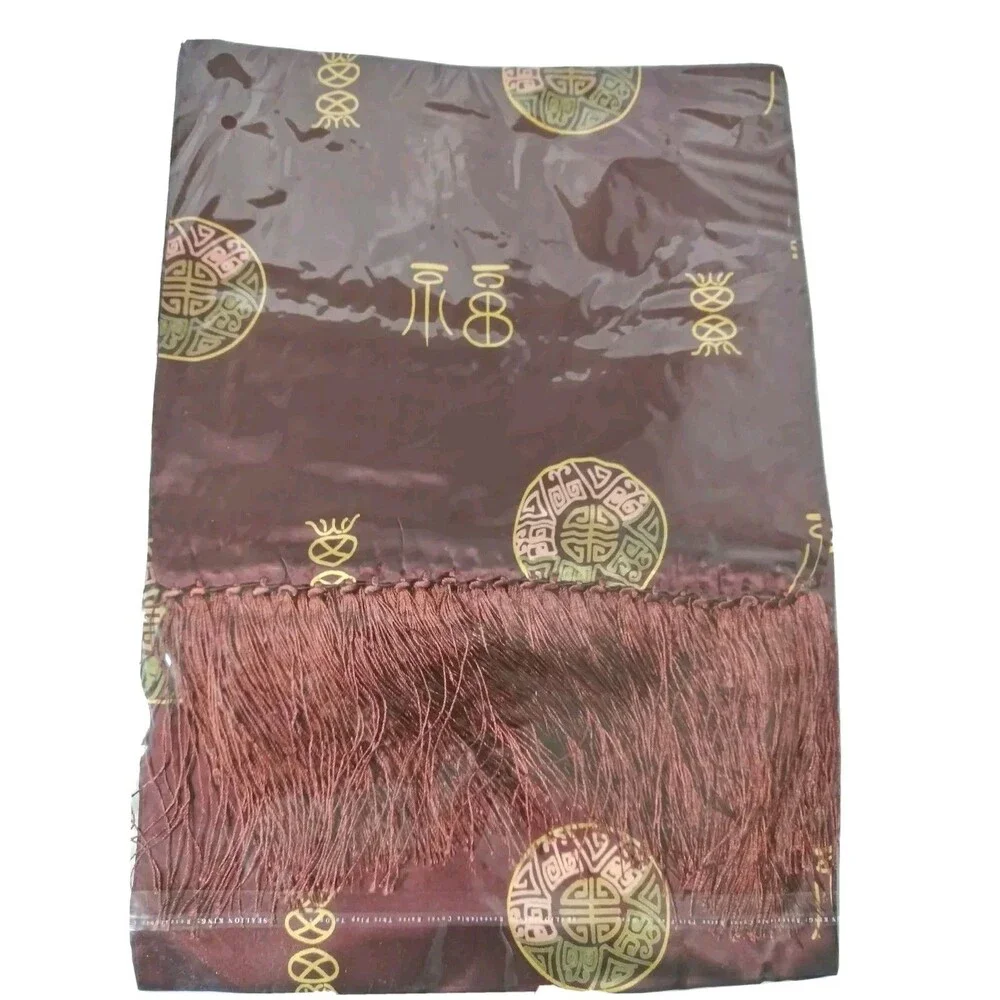 Women's 100% Silk Scarf Oblong Scarf All Seasons Tassel Multicolor Burgundy